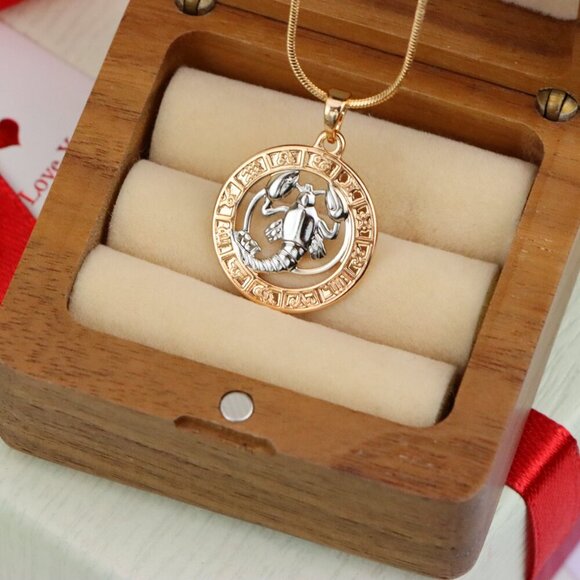 "Rose Gold Cancer Zodiac Pendant with Crab Symbol and Sign Circle, XPPT1448 - Picture 8 of 13